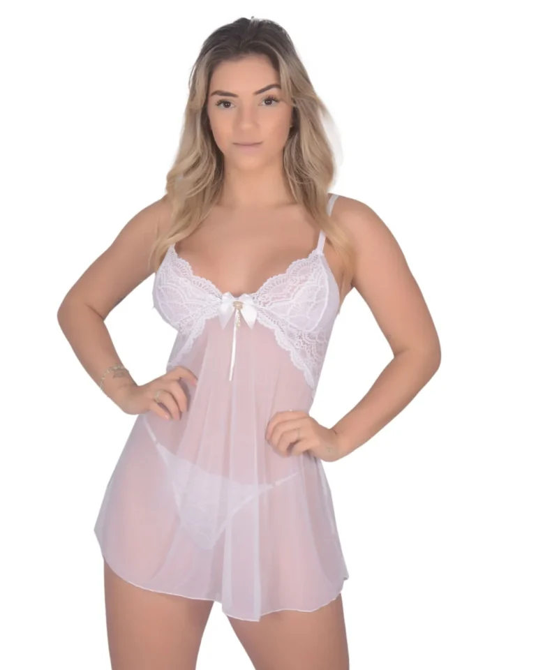 Camisola Tule e Renda Charme — Acompanha Fio Dental