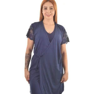 Robe em Microfibra e Renda — Elegância Pura