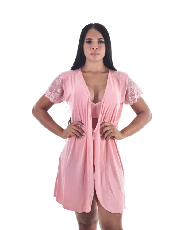 Robe em Microfibra e Renda — Elegância Pura — foto 4