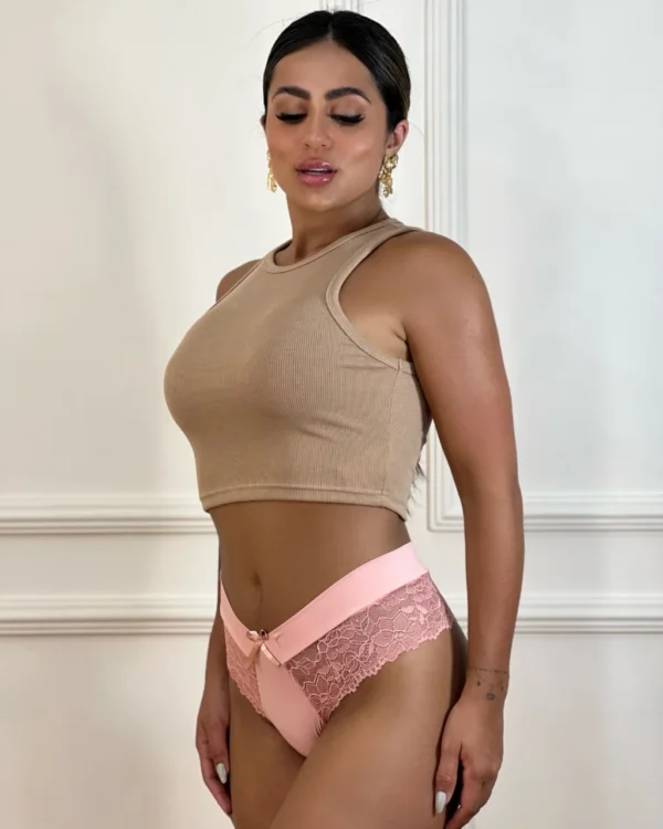Calcinha Tanga Microfibra e Renda — foto 1