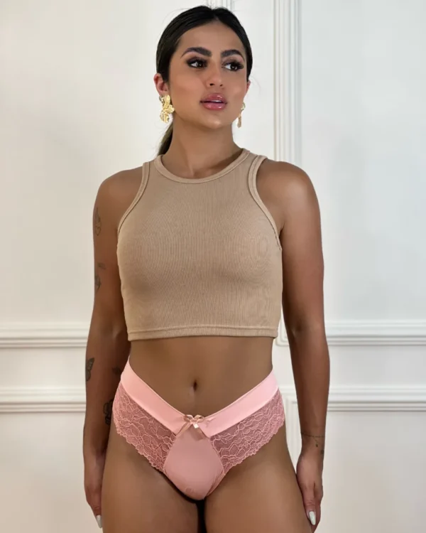 Calcinha Tanga Microfibra e Renda — foto 3