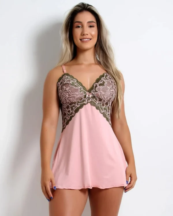 Camisola Microfibra e Tule Bordado — Charme e Conforto — foto 5