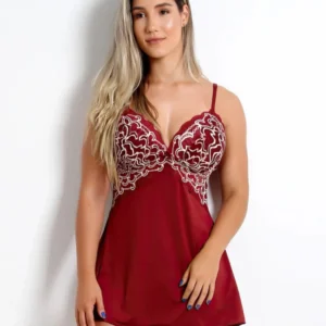 Camisola Microfibra e Tule Bordado — Charme e Conforto