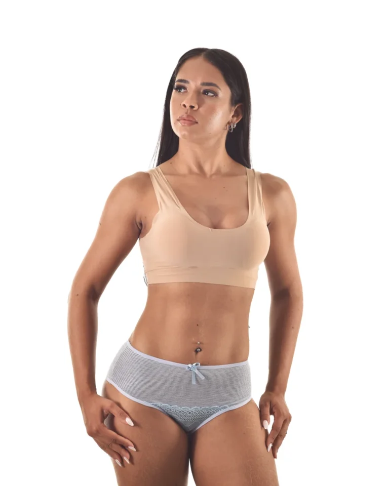 Tangão Coton Listrado com Detalhe em Renda — Conforto e Charme
