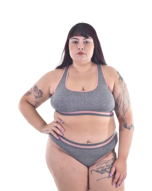 Conjunto Plus Size Elegance — Microfibra Mescla — foto 3