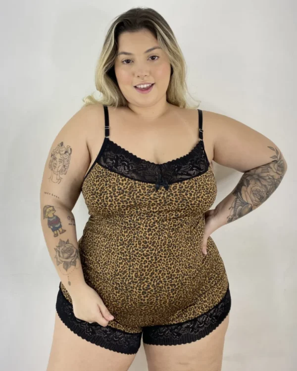 Baby Doll Plus Elegance — Estampado com Renda — foto 2
