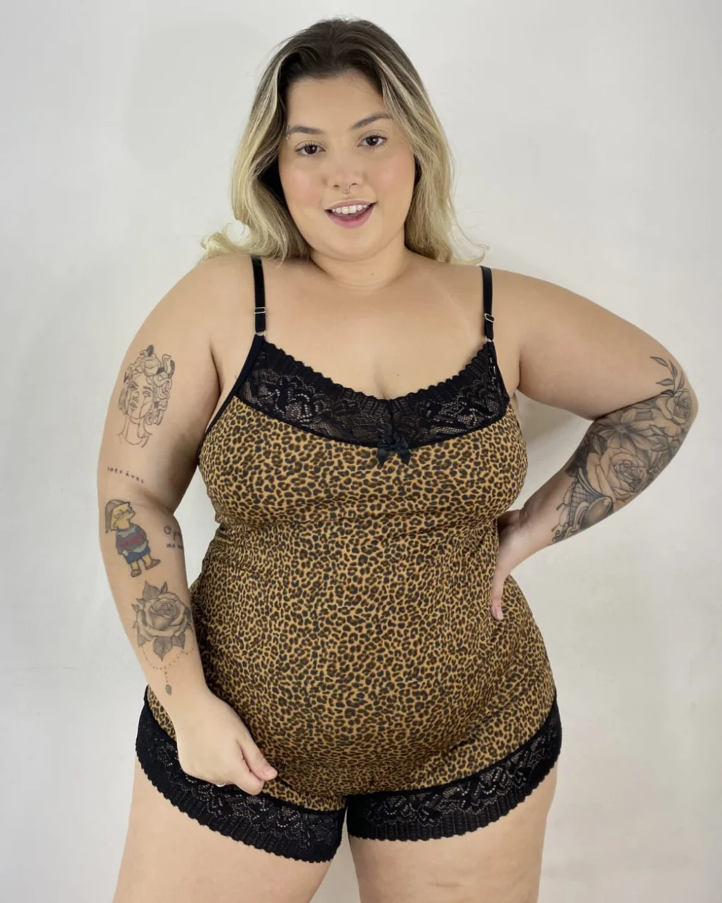 Baby Doll Plus Elegance — Estampado com Renda — foto 2