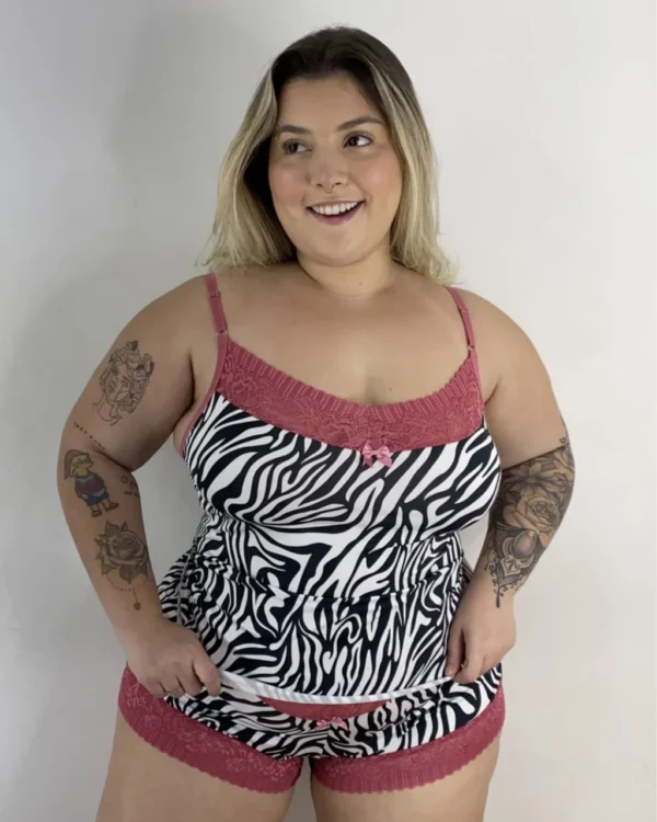 Baby Doll Plus Elegance — Estampado com Renda — foto 8