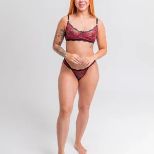 Conjunto sem bojo c/ renda bicolor