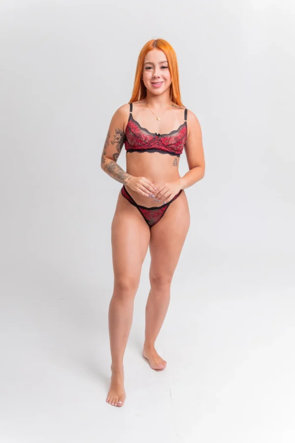 Conjunto sem bojo c/ renda bicolor