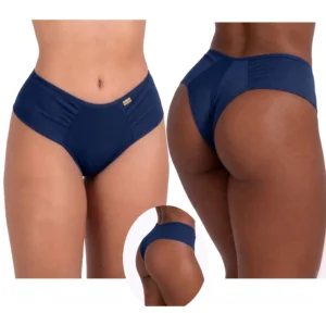 Calcinha conforto em microfibra com lateral dupla, na cor azul marinho