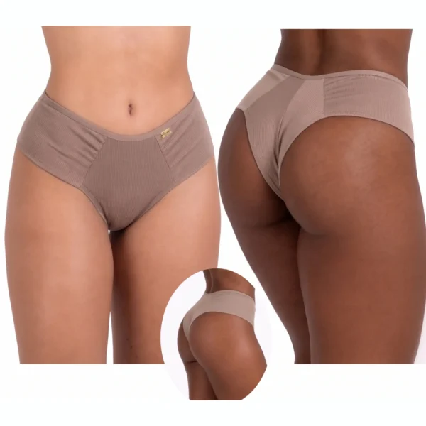 Calcinha conforto em microfibra com lateral dupla, na cor chocolate