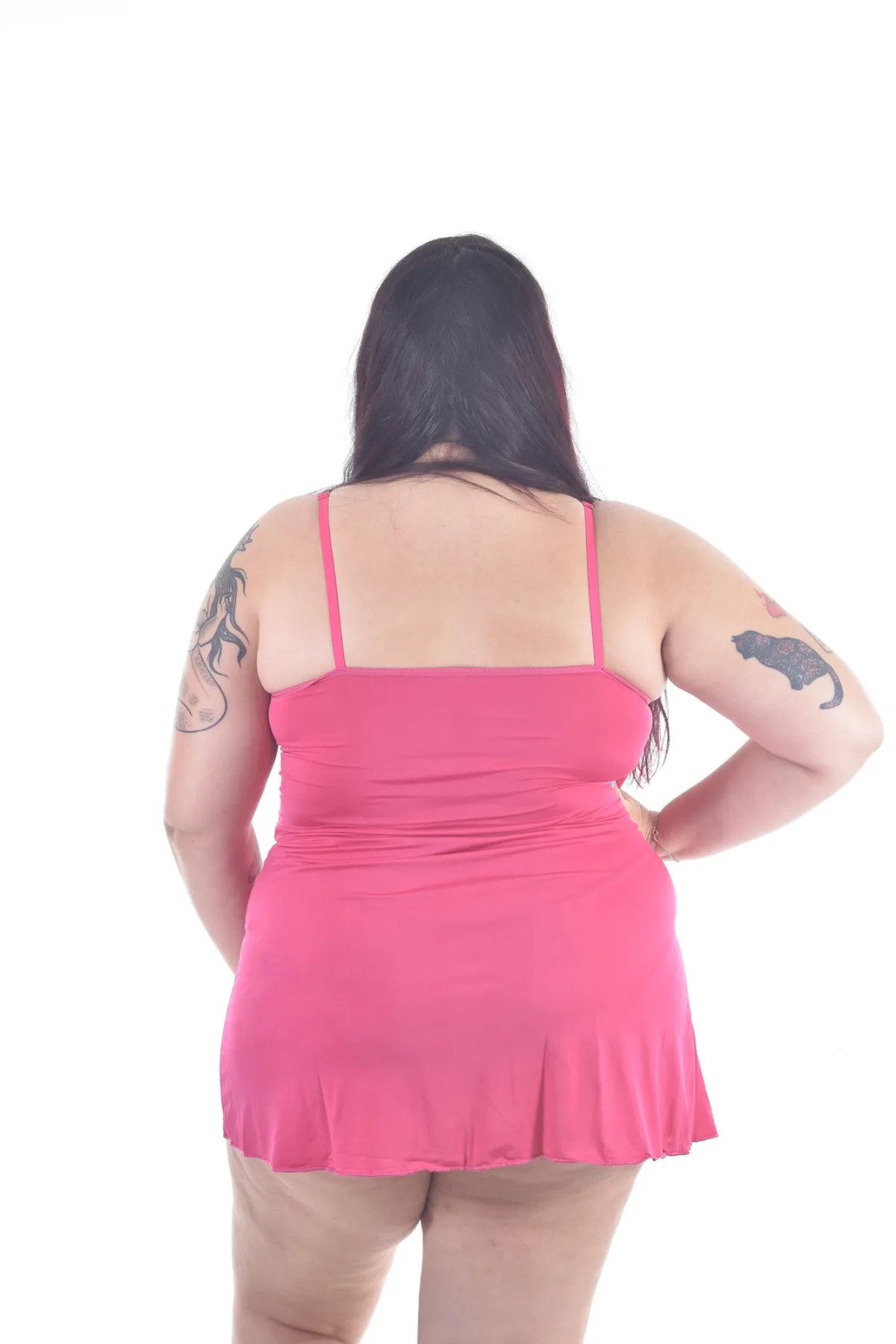 Camisola Plus Size Elegance | Liganete e Renda - cor pink